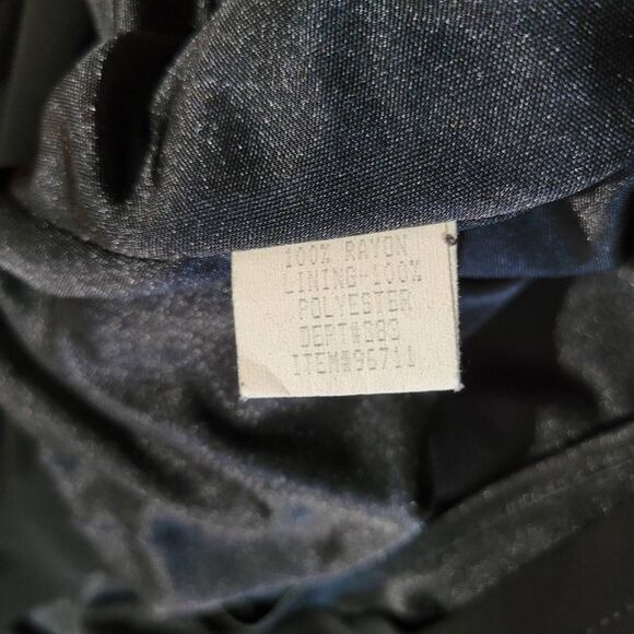 Vintage 90s large black off the shoulder midi dress slinky fabric goth minimalis - Picture 11 of 11